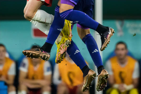 Shoes of Robert Lewandowski of Poland and German Pezzella