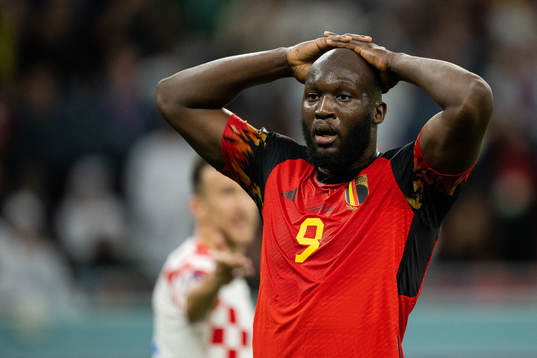 Romelu Lukaku of Belgium looks dejected