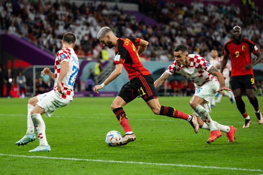 Yannick Carrasco of Belgium against Josip Juranovic and
