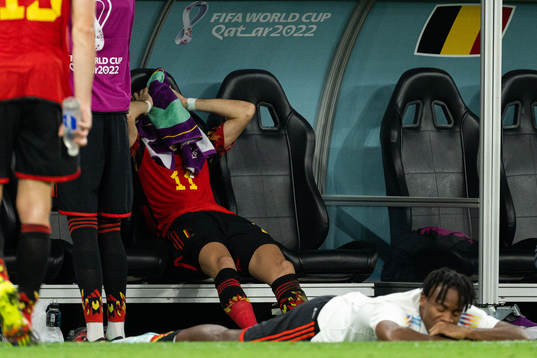 Yannick Carrasco of Belgium looks dejected