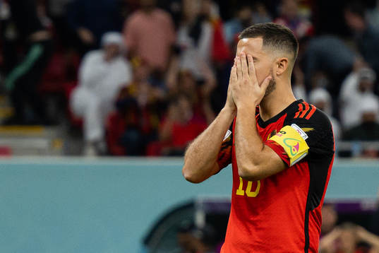 Eden Hazard of Belgium looks dejected