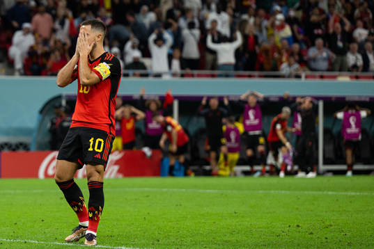 Eden Hazard of Belgium looks dejected