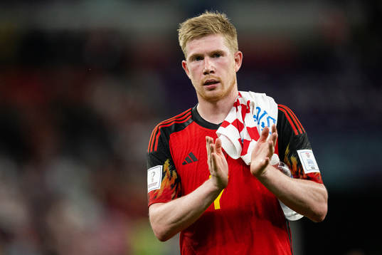 Kevin de Bruyne  of Belgium looks dejected