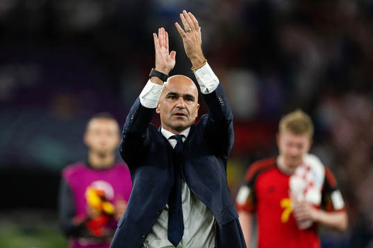 Head coach Roberto Martinez of Belgium looks dejected