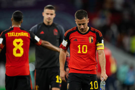 Eden Hazard of Belgium looks dejected
