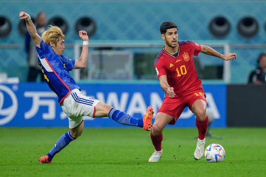 Junya Ito of Japan and Marco Asensio of Spain