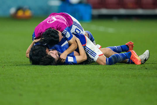 Kaoru Mitoma, Ao Tanaka and Takumi Minamino of Japan