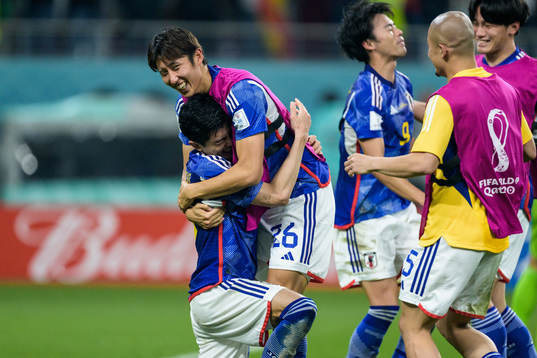Shogo Taniguchi and Hiroki Ito of Japan celebrate