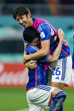 Shogo Taniguchi and Hiroki Ito of Japan celebrate