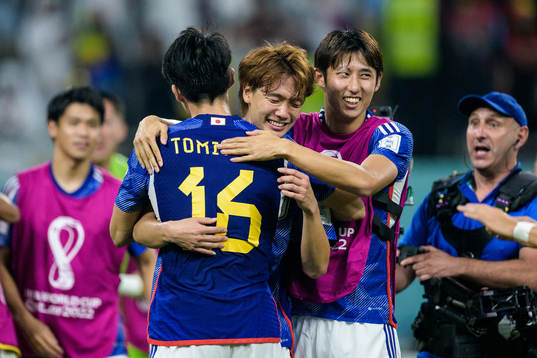 Takehiro Tomiyasu, Kou Itakura and Hiroki Ito of Japan