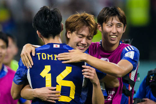 Takehiro Tomiyasu, Kou Itakura and Hiroki Ito of Japan