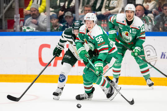 Färjestads Axel Bergkvist och Rögles Adam Engström