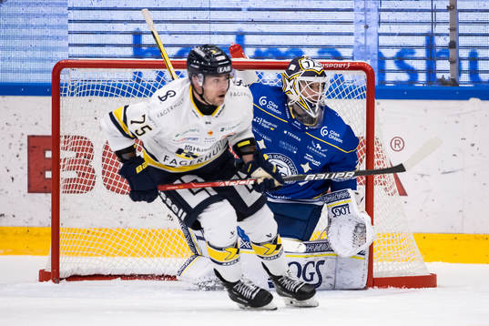 HV71s Radan Lenc och Leksands målvakt Kasimir Kaskisuo