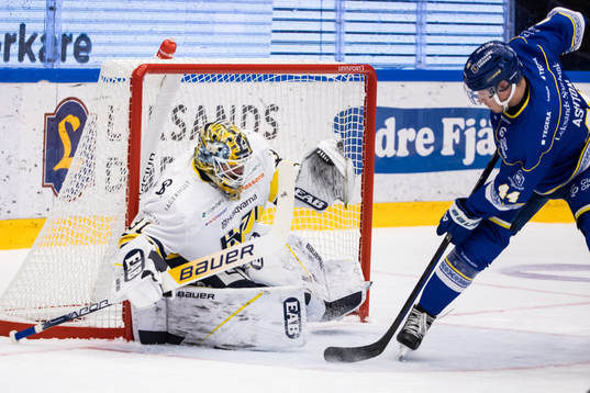 HV71s målvakt Joni Ortio och Leksands Carter Ashton