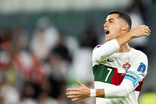 Cristiano Ronaldo of Portugal reacts