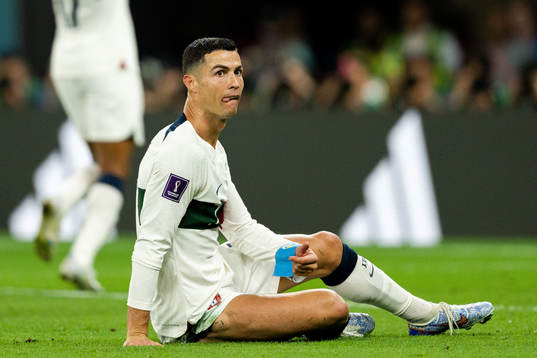Cristiano Ronaldo of Portugal looks dejected