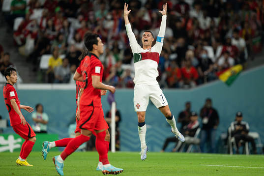 Cristiano Ronaldo of Portugal reacts