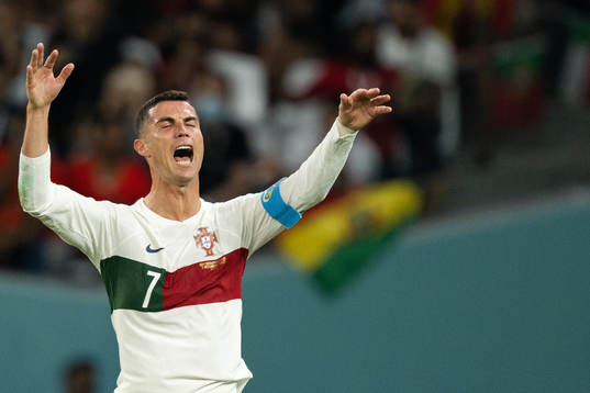 Cristiano Ronaldo of Portugal reacts