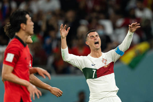 Cristiano Ronaldo of Portugal reacts