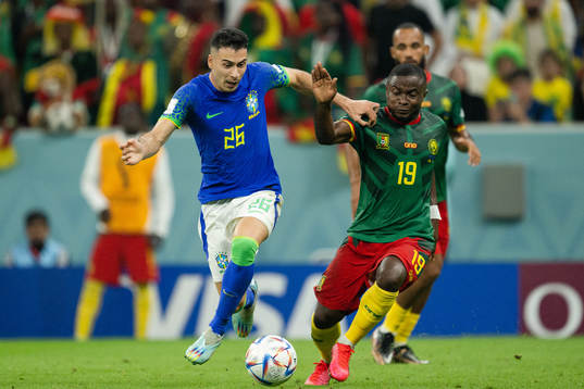 Gabriel Martinelli of Brazil and Collins Fai of Cameroon