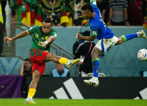 Pierre Kunde of Cameroon and Gabriel Jesus of Brazil