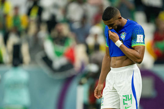Bremer of Brazil looks dejected