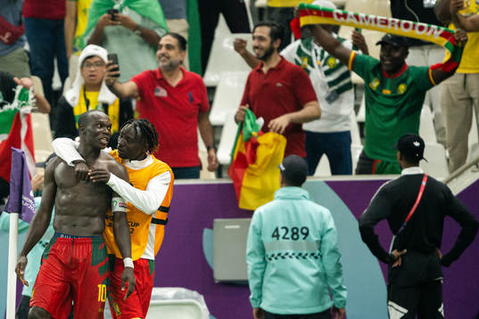 Vincent Aboubakar of Cameroon celebrates te 1-0 goal