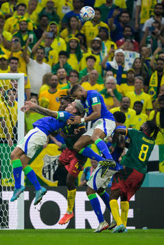 Pedro, Bremer and Marquinhos of Brazil challenge