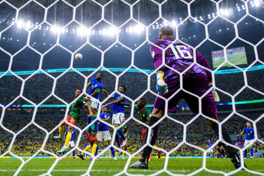 Goalkeeper Devis Epassy of Cameroon see Bremer and Eder
