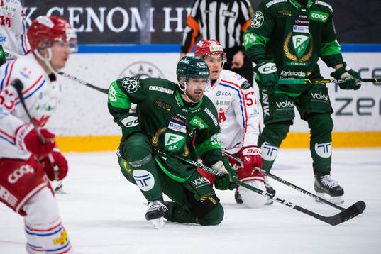 Färjestads Linus Johansson och Timrås Anton Wedin