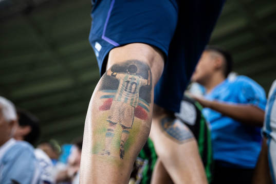 A tattoo of Lionel Messi