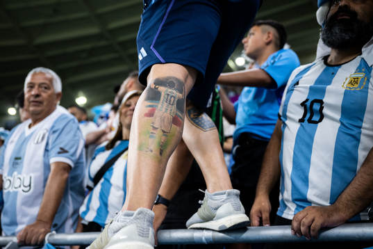 A tattoo of Lionel Messi
