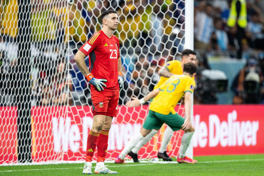 Goalkeeper Emiliano Martinez of Argentina looks dejected
