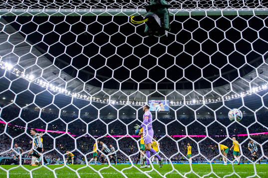Players of Argentina celebrate the 1-0 goal from Lionel