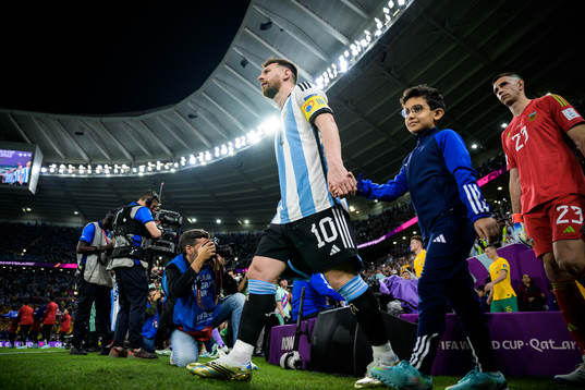 Lionel Messi of Argentina enters the pitch for the FIFA