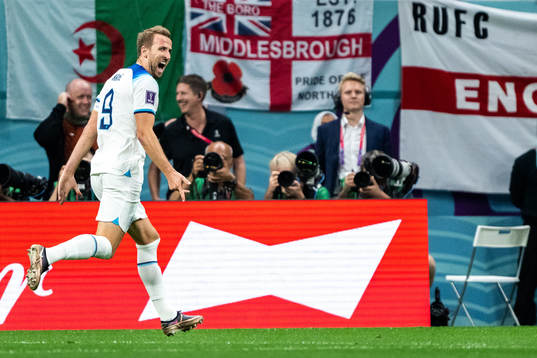 Harry Kane of England celebrates scoring 2-0