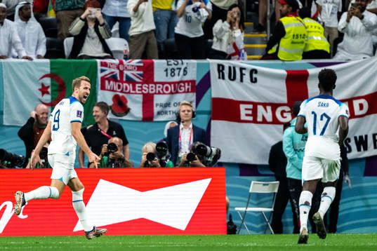 Harry Kane of England celebrates scoring 2-0