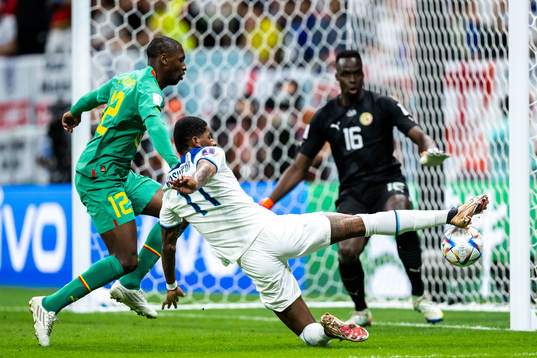 Fode Ballo-Toure and goalkeeper Edouard Mendy of Senegal