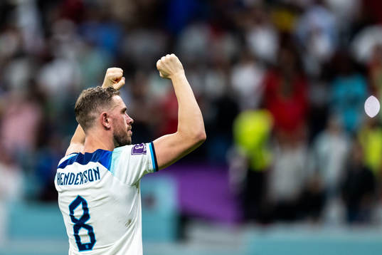 Jordan Henderson of England celebrates