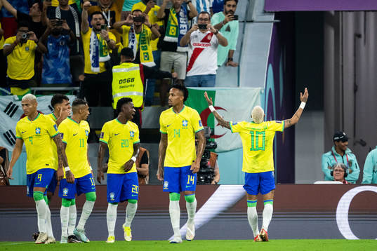 Neymar of Brazil celebrates