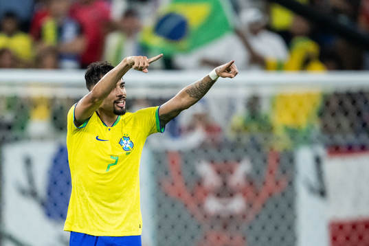 Lucas Paqueta of Brazil celebrates