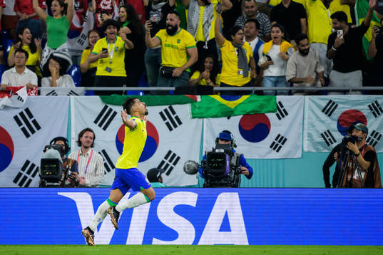 Lucas Paqueta of Brazil celebrates
