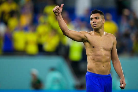 Casemiro of Brazil celebrates