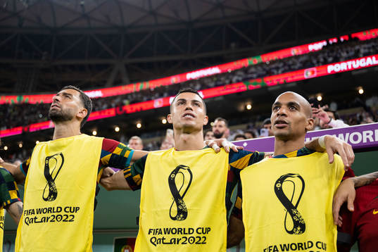 Goalkeeper Rui Patricio, Cristiano Ronaldo and Joao Mario