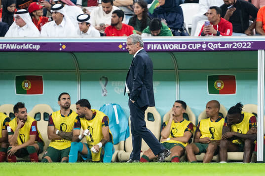 Head coach Fernando Santos in front of Cristiano Ronaldo of
