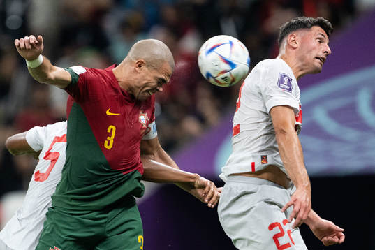 Pepe of Portugal scores 2-0