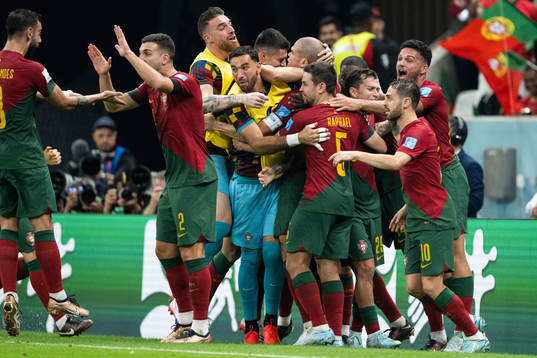 Pepe of Portugal celebrates with teammates