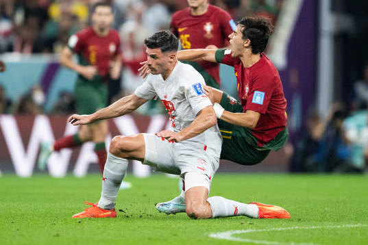 Fabian Schaer of Switzerland and Joao Felix of Portugal