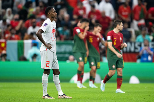 Edimilson Fernandes of Switzerland looks dejected