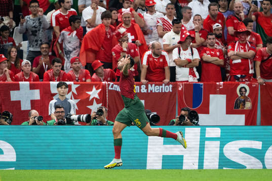 Goncalo Ramos of Portugal celebrates
